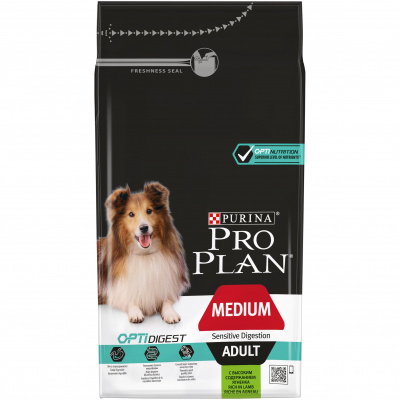 Purina Pro Plan Dog OptiDigest Сухой корм для взрослых собак средних пород с чувствительным пищеварением, с ягненком 1,5 кг