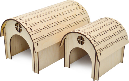 ЗООэкспресс, Домик для грызунов Полукруглый, окошко, фанера 16*25*15 см, 14213
