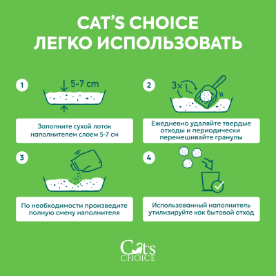 Древесный впитывающий наполнитель Cat's choice 16 л/4 кг 