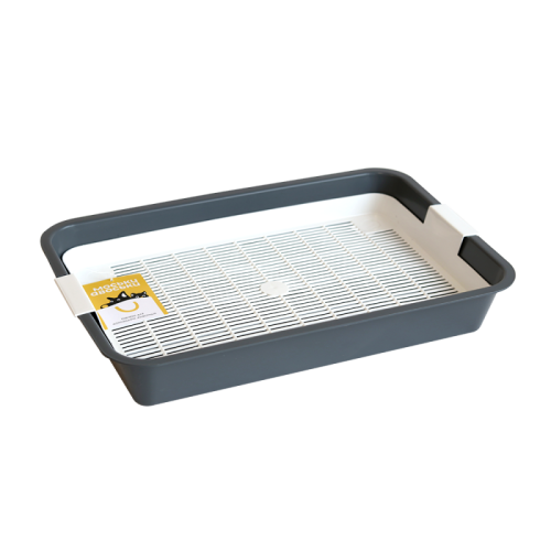 Туалет для кошек Моськи-Авоськи с сеткой, 40*26*6,5 см, серый