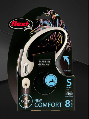 Рулетка Флекси (Flexi) New Comfort S 8м до 12кг (трос) черная
