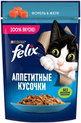 Влажный корм Felix Аппетитные Кусочки Форель 26x75г