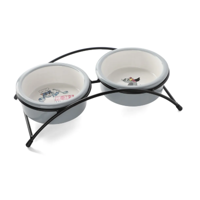 Миска для животных Triol Союзмультфильм "Матроскин и Галчонок" керамич.,двойная на подставке,2х0.25л