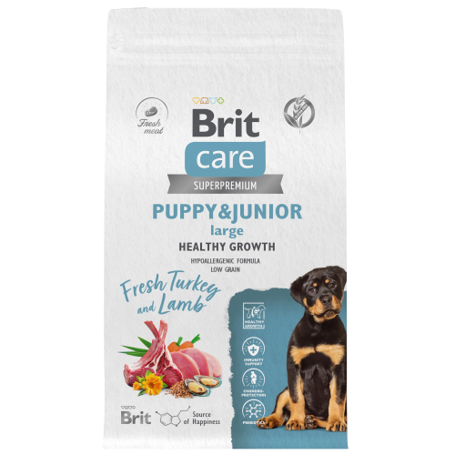 Сухой корм Брит Кеа DOG PUPPY & JUNIOR LARGE HEALTHY GROWTH, для щенков с инд. и ягн. 3кг