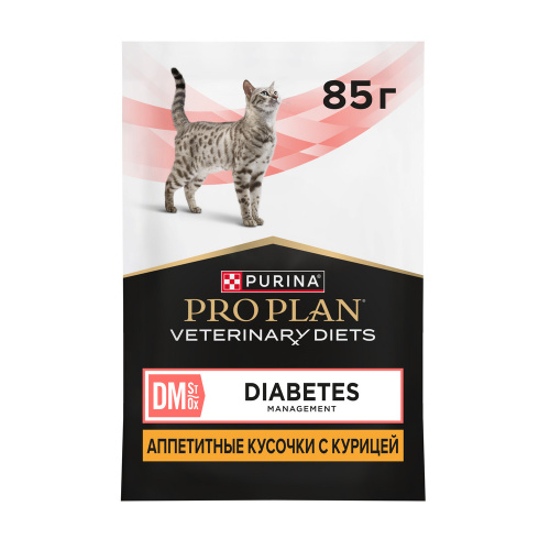 Влажный ветеринарный корм Purina Pro Plan для кошек при диабете, с курицей 85 г.