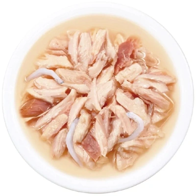 Влажный корм INABA CIAO для кошек Toromi Кур.филе,тунец Кацуо,мальки ширасу бульон консерва  80г