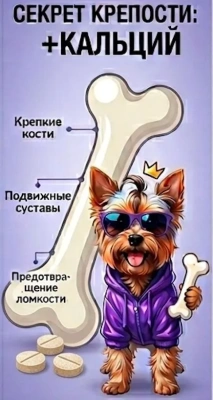 Мультивитаминное лакомство Amstrel для собак "Здоровье и сила" с кальцием и омега-3 - 90 таблеток