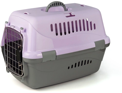 18412 переноска для животных "Турне" L АВИА с металлической дверцей 54,5*36*34 см фиолетовая