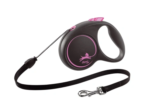 Flexi 56206F Рулетка Black Design M 5м до 20кг (трос) черно-розовая