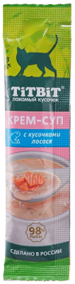 Лакомство для кошек Титбит крем-суп с кусочками лосося 10 г