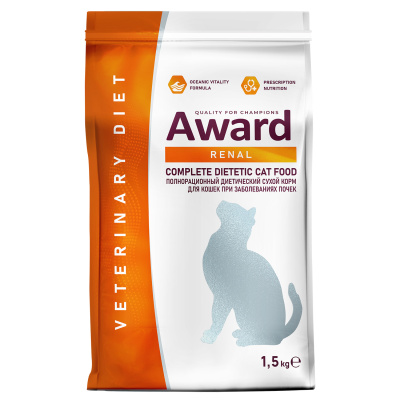 Сухой ветеринарный корм для кошек при заболеваниях почек 1,5 кг. Award Veterinary Diet RENAL  