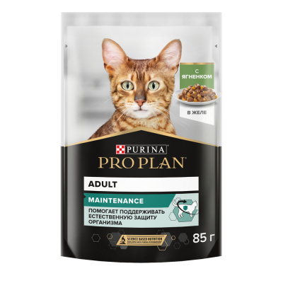 Purina Pro Plan Adult Консервированный корм для взрослых кошек, ягненок в желе 85