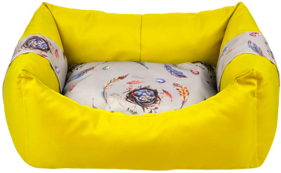 700112 Лежанка пухлик «Птицы» 43*32*21 см горчично-желтый