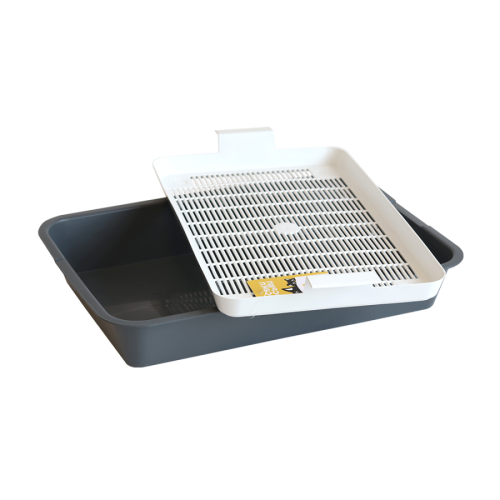 Туалет для кошек Моськи-Авоськи с сеткой, 40*26*6,5 см, серый