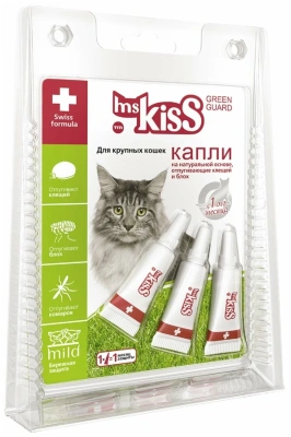 Капли репеллентные Мисс Кисс для крупных кошек 2,5мл*3пипетки