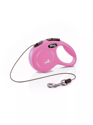 Поводок-рулетка Flexi New Classic CAT cord XS 3 м, 8кг, розовая