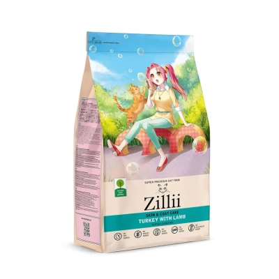 Сухой корм Zillii Skin & Coat Care для кошек для здоровья кожи и шерсти с индейкой и ягненком, 400г