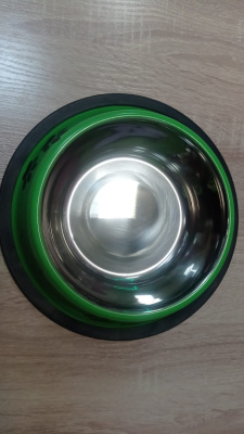 Миска нескользящая зеленая с рисунком лапка и косточка