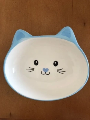 Миска для кошек Mr.Kranch керамическая "Мордочка кошки" Голубая 160 мл