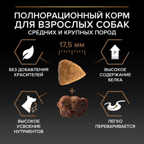 Purina PRO PLAN Duo Delice Сухой корм для собак средних и крупных пород, с говядиной, 2,5 кг