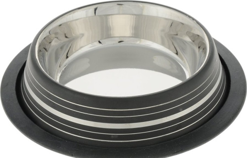 Миска нескользящая цветная с полосой черная