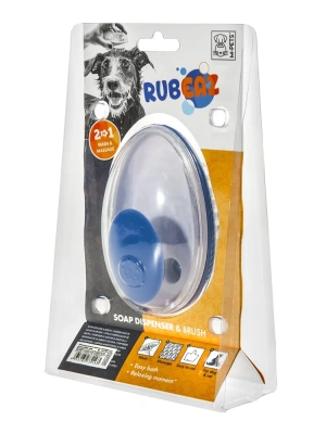 Щетка для мытья животных с дозатором для мыла Рубиз, синяя, 11,5х7,5см Mpets 