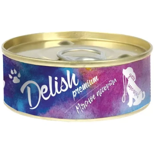 Влажный корм Delish premium  для щенков мясное ассорти 100 гр