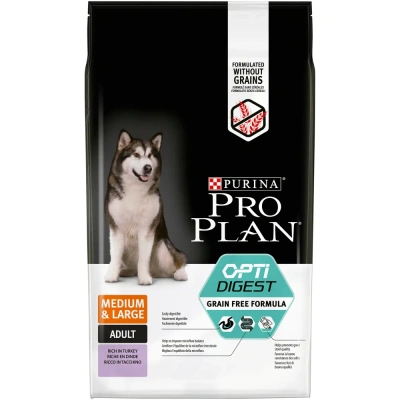 PRO PLAN OPTIDIGEST Grain Free Сухой беззерновой корм для взрослых собак средних пород с чувствительным пищеварением, с индейкой 7 кг