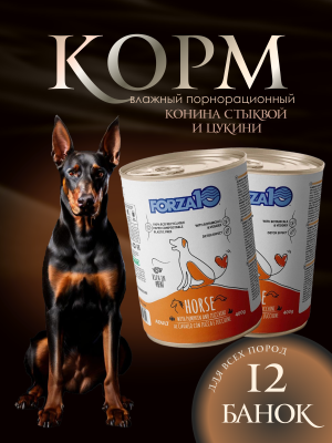 Forza10 Maintenance влажный корм для вз. собак с кониной, тыквой и цукини, в конс. - 400 г х 12 шт