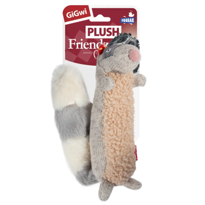 Игрушка мягкая для собак GiGwi PLUSH FRIENDZ "Енот с пищалкой", 120мм