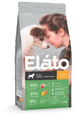Сухой корм Элато Holistic для щенков средних и крупных пород Курица и Утка 2кг + 25% в подарок