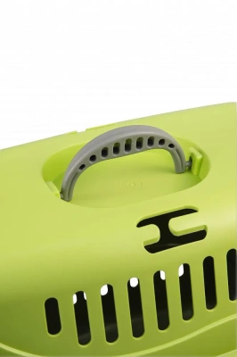 18323 Переноска для животных "Турне" L с метал.дверцей (коврик + ремень) 54,5*36*34 см зеленая