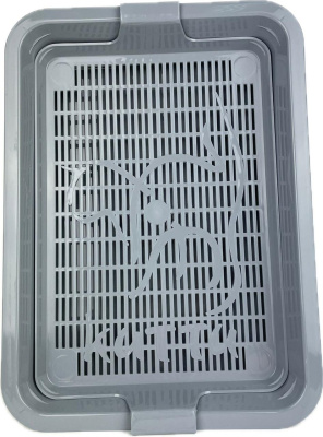 111104 Туалет КИТТИ для кошки с сеткой малый 32,5*23,5*5 см серый