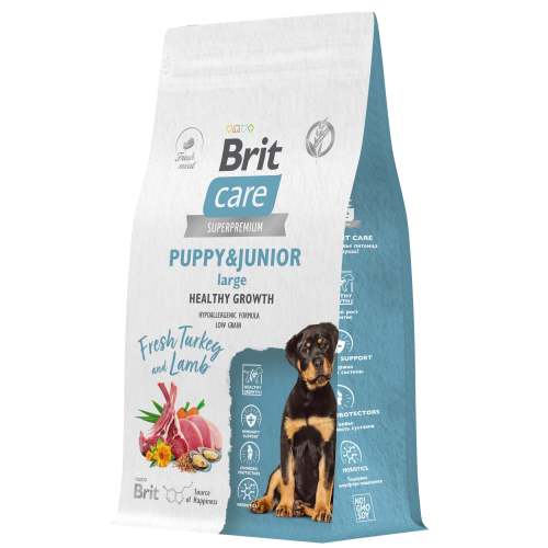 Сухой корм Брит Кеа DOG PUPPY & JUNIOR LARGE HEALTHY GROWTH, для щенков с инд. и ягн. 3кг