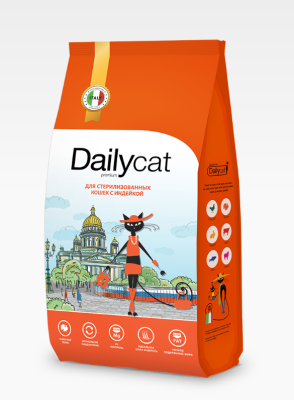 Dailycat casual корм для взрослых стерилизованных кошек с индейкой 1,5кг