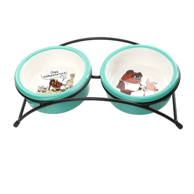 Миска для животных Triol Союзмультфильм "Пора подкрепиться!" керамич., двойная на подставке,2х0.25л