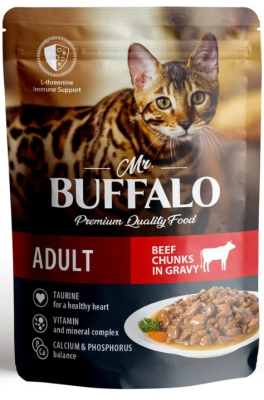 Влажный корм Mr.Buffalo (Баффало) для кошек Говядина в соусе 85г