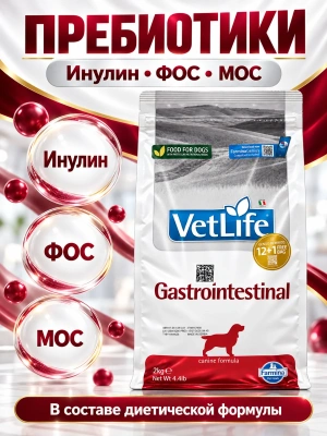 Сухой корм Фармина Vet Life Gastrointestinal для собак при заболеваниях ЖКТ 2кг