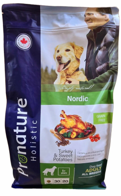 Сухой беззерновой корм Pronature Holistic Nordico GF для собак, индейка с уткой 340г 