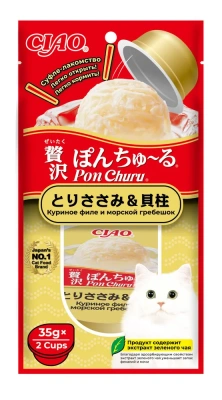 Лакомство INABA CIAO суфле для кошек Pon Churu Куриное филе и морской гребешок 35г , 2шт
