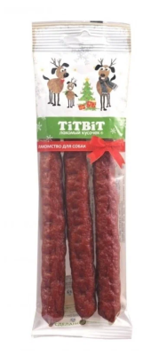 Лакомство Titbit для собак Колбаски Любительские, Новогодняя коллекция, 80 г