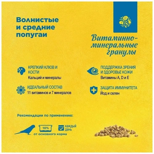 Витаминно-минеральная смесь РИО (RIO) для волнистых и средних попугаев 120 гр, арт.23060