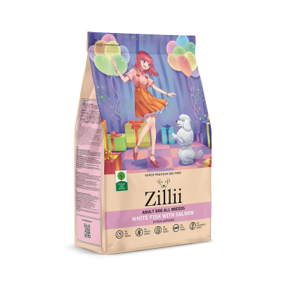 Сухой корм Zillii Adult Dog для собак с белой рыбой и лососем - 800г