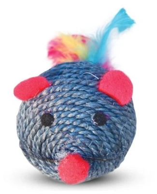 Игрушка Триол для кошек сизаль, Мяч-Мышка 6.5 см