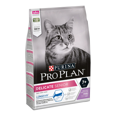 Purina PRO PLAN Delicate 7+ Сухой корм для кошек старше 7 лет с чувствительным пищеварением, с индейкой, 1,5 кг
