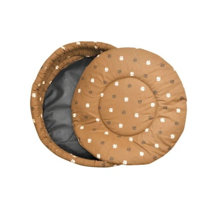 Лежанка Моськи-Авоськи, круглая стёганая с подушкой, 67*67*23, коричневая