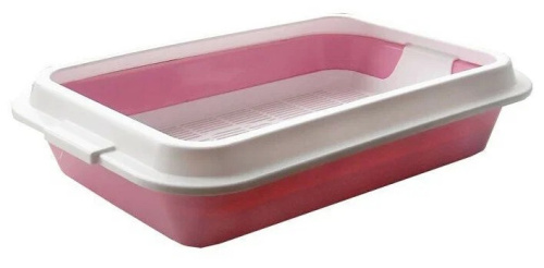 Зооэкспресс 11161 Туалет с сеткой и рамкой-бортиком "МЕГАКИС" (розовый, 42 х 30 х 11)