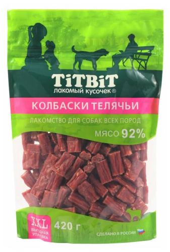 Лакомство Titbit для собак Колбаски Телячьи, Новогодняя коллекция, 80 г