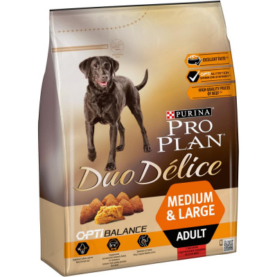 Purina PRO PLAN Duo Delice Сухой корм для собак средних и крупных пород, с говядиной, 2,5 кг