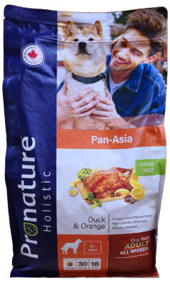 Сухой беззерновой корм Pronature Holistic Pan-Asia GF для собак, утка с апельсином 340г